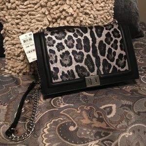NWT. INC Black and Gray Cheetah Purse